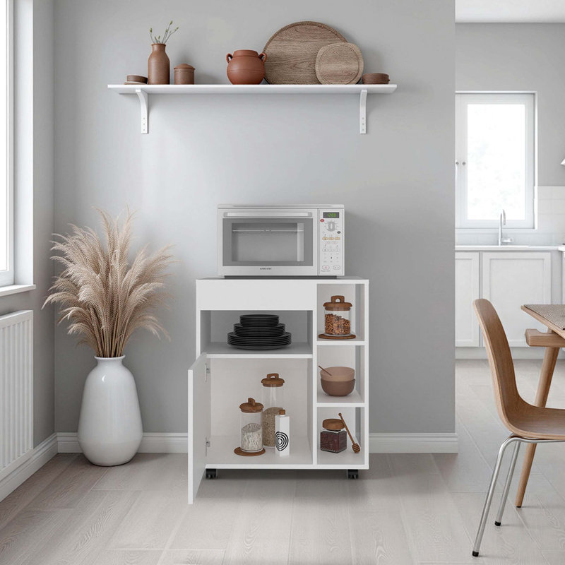 White 1-door Microwave Stand