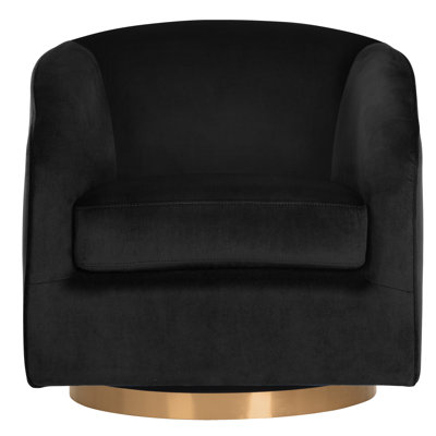 Saiya Velvet Swivel Armchair - Black