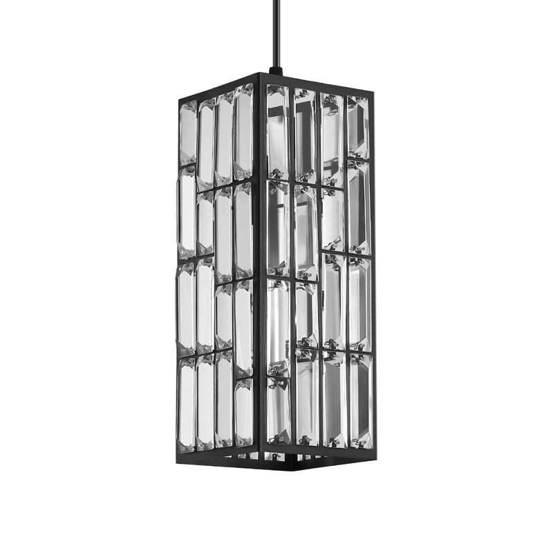 Luminaire suspendu moderne en métal de luxe à 1 lumière Wannanup, Noir mat