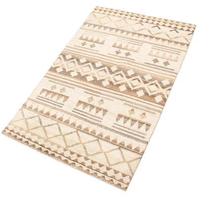 Tapis en laine crème/brun 7 pi x 7 pi 11 po one-of-kind à la main-noué la 2010 Grogan