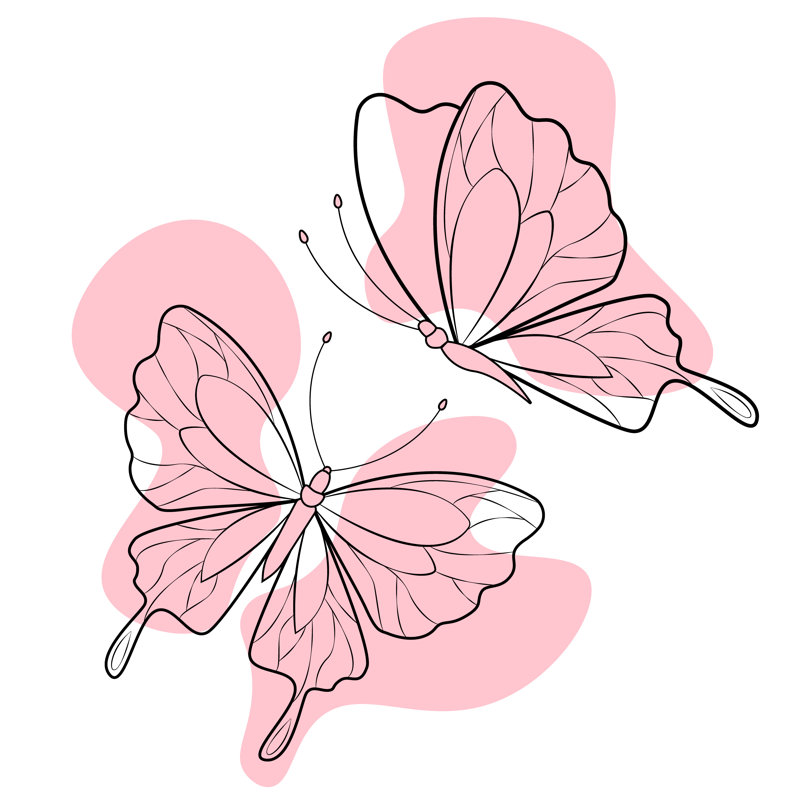 Ridhi Butterfly Illustration 1 Piece Wrapped Canvas Wall Art, 30cm H x 30cm W x 3.8cm D