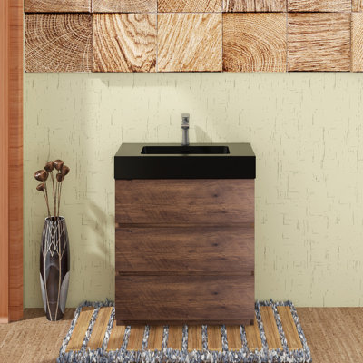 Guxim 30'' Single Bathroom Vanity with Solid Surface Top