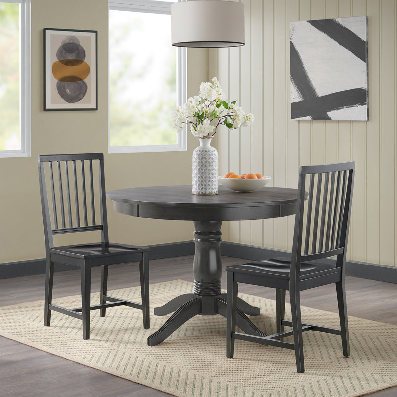 Vienna 18" H Solid Wood Armless Dining Chairs with Ergonomic Slat Back, Black