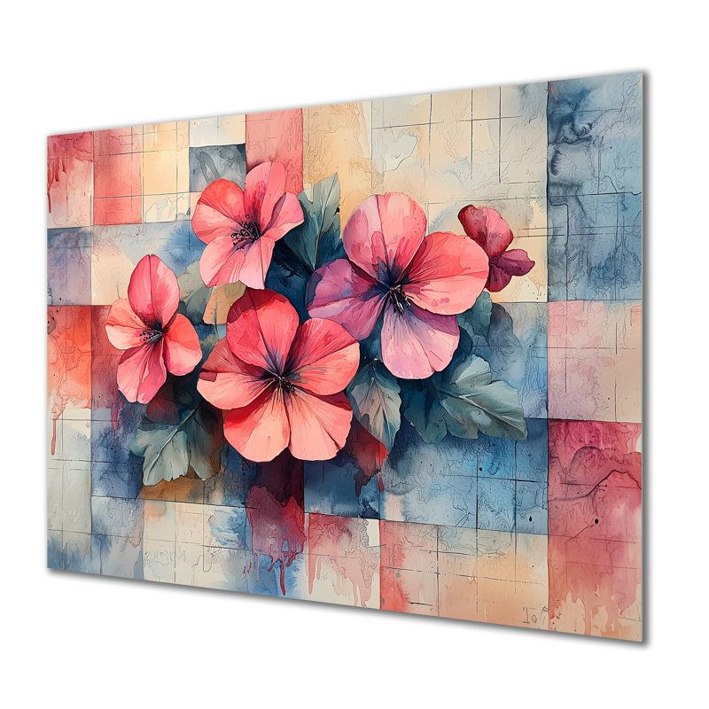 «Chaotic Geranium Symphony Modern Art», reproduction d'art traditionnelle en métal, art mural en métal géraniums