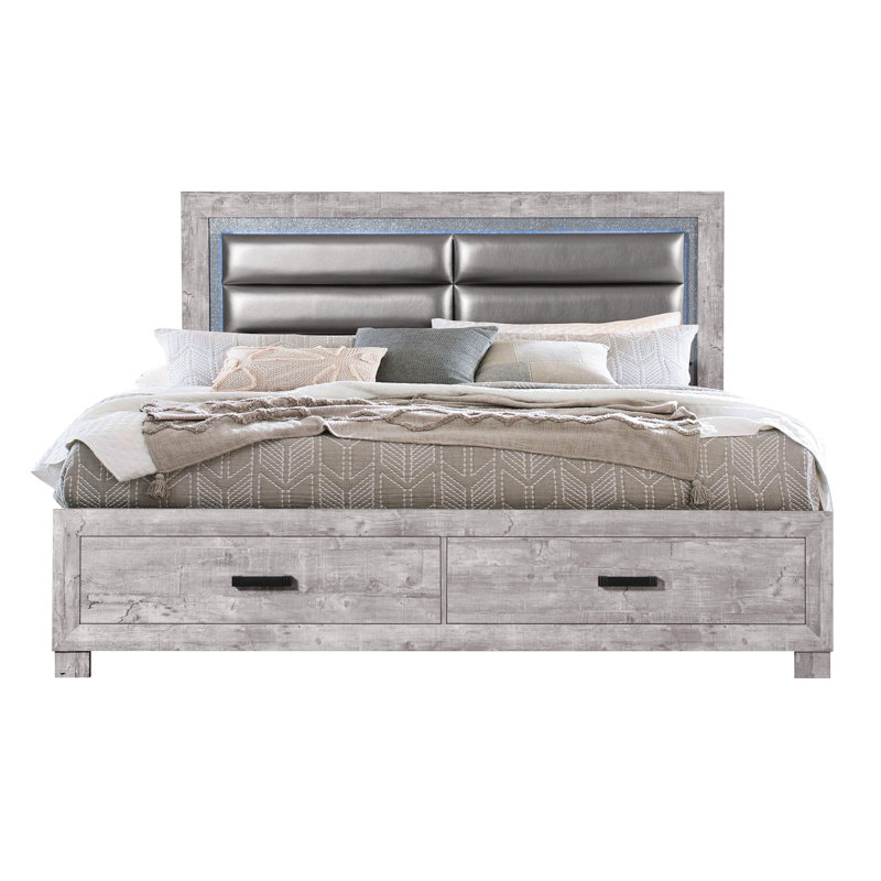 Style très grand lit gris en gris avec abat-jour de rangement pratique Nuance
