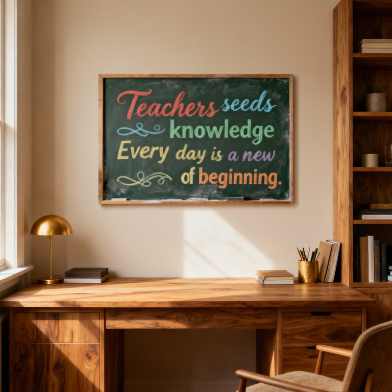 «Text and Numéros Teachers Seeds, Chaque jour est un nouveau départ», H 16 po x l 24 po