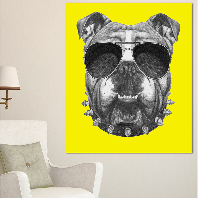 «Funny English Bulldog with Collar», impression sur toile tendue, H 20 po x l 12 po x P 1po