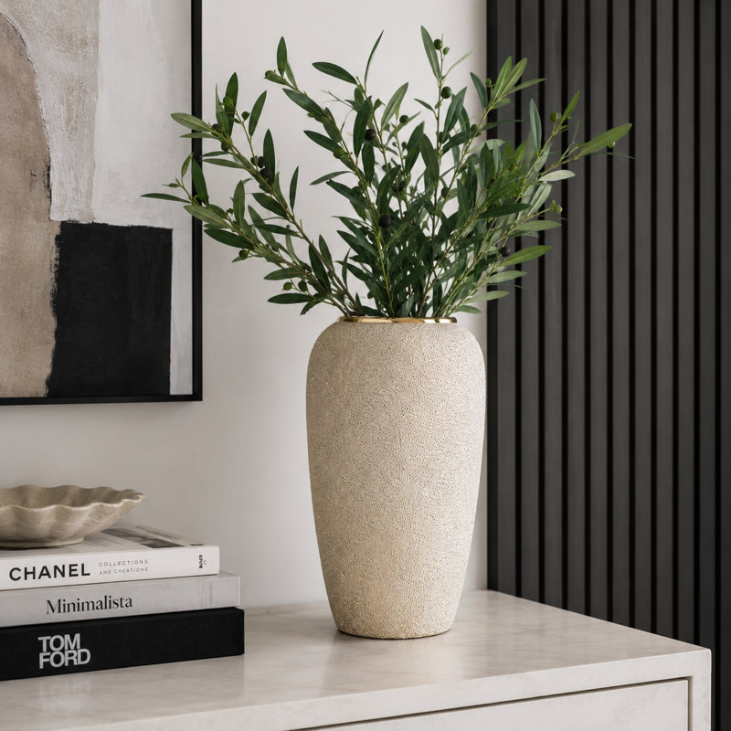 Jocelyn Decorative Vase Stoneware Ceramic Glam Teardrop Sculpture with Textured Surface and Modern Luxe Accent Design