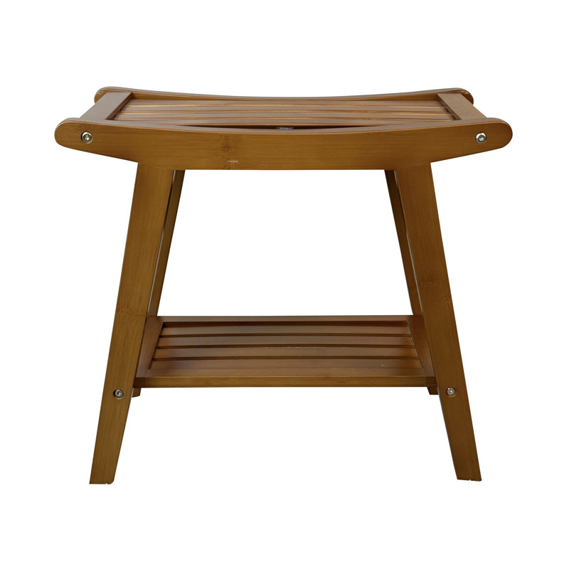 Bamboo 19.5"W Slat Spring Spa Style Bench, Caramel