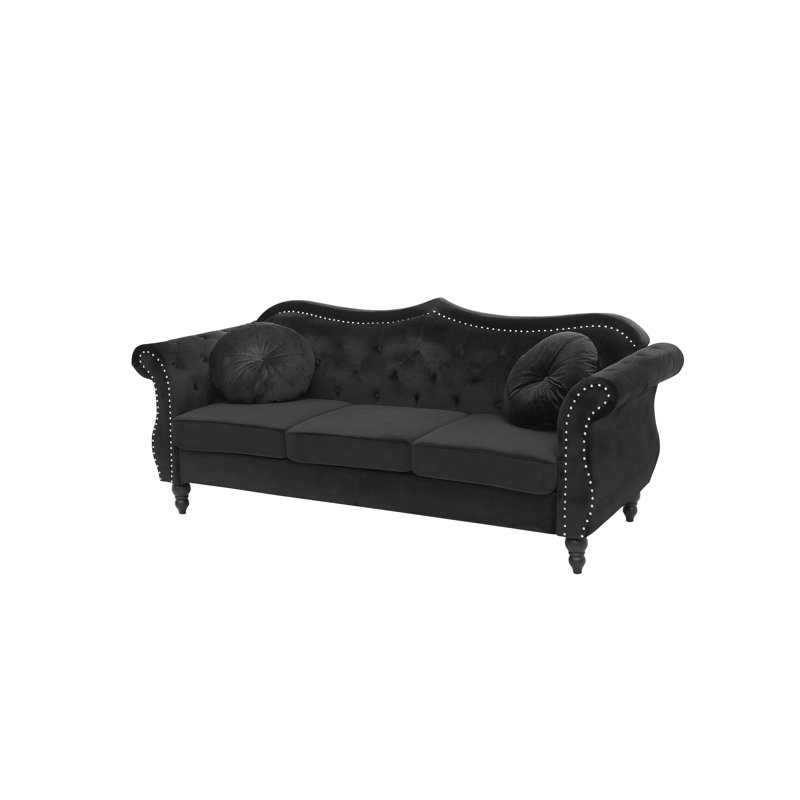 3 Seater Velvet Sofa, Black