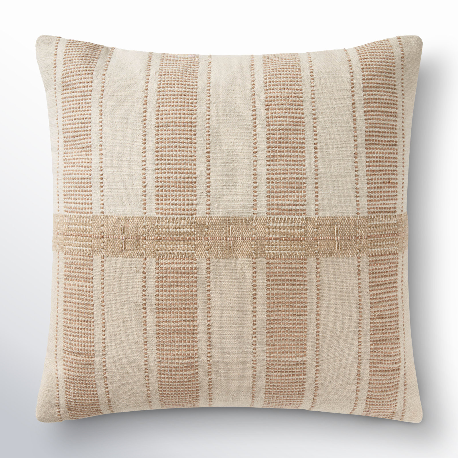 Carmel Striped Cotton Throw Pillow, Polyester/Polyfill, Cream/Multi