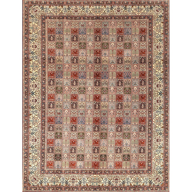 Tapis traditionnel rouge / beige / brun, Rectangle 5 pi x 7 pi