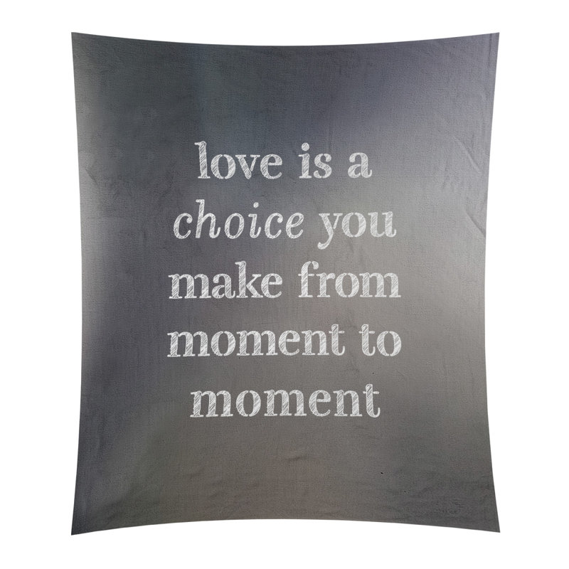 Tapisserie de polyester, l’amour d’écriture est un choix de citation, H 27,5 po x l 37,5 po, Gris