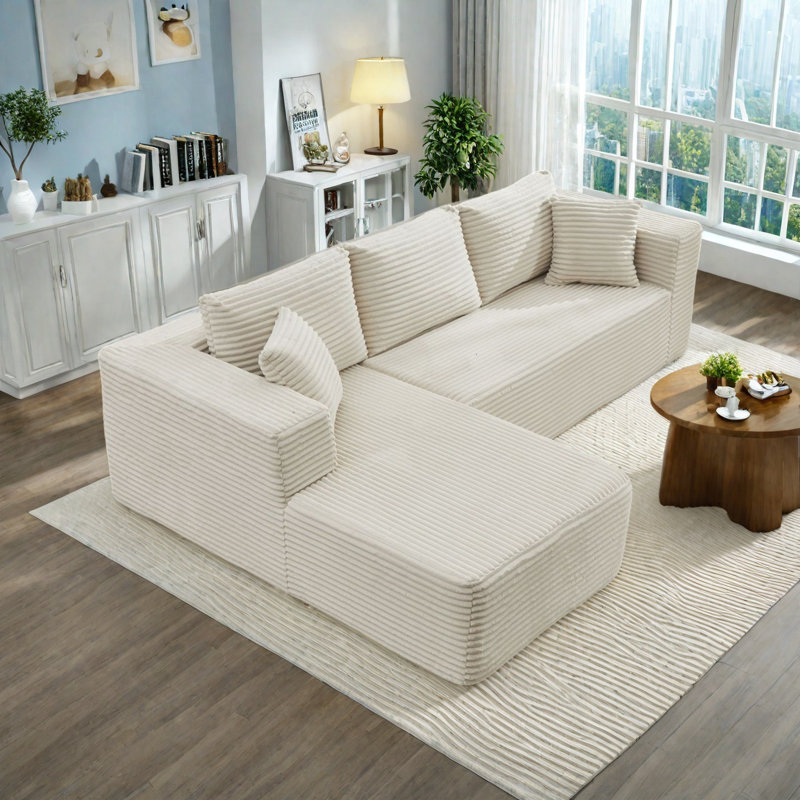 Canapé modulaire en forme de L de Boneless, Beige