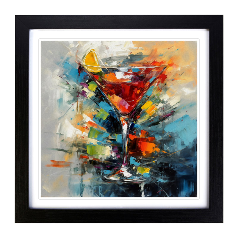Cocktail Abstract Expressionism - Framed Print, Black