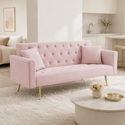 Thomias 71.01'' Velvet Convertible Sofa