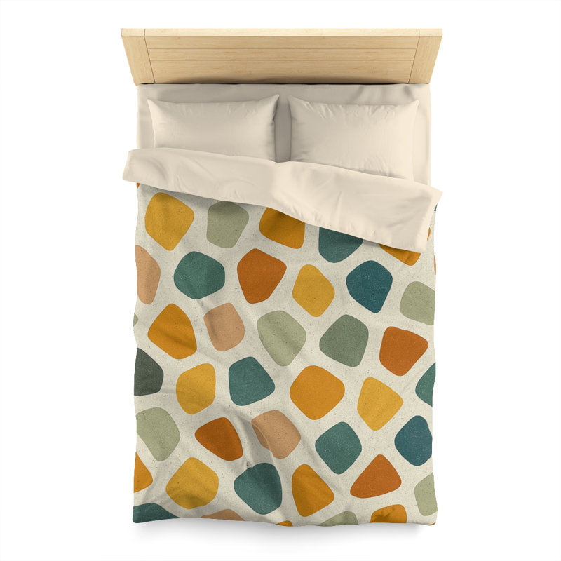 Microfiber Duvet Cover Boho Style, Design 44, Twin Duvet Cover, Cream