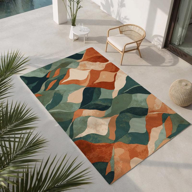 Emerald Veil Indoor And Outdoor Area Rug, Rectangle 4' x 6'