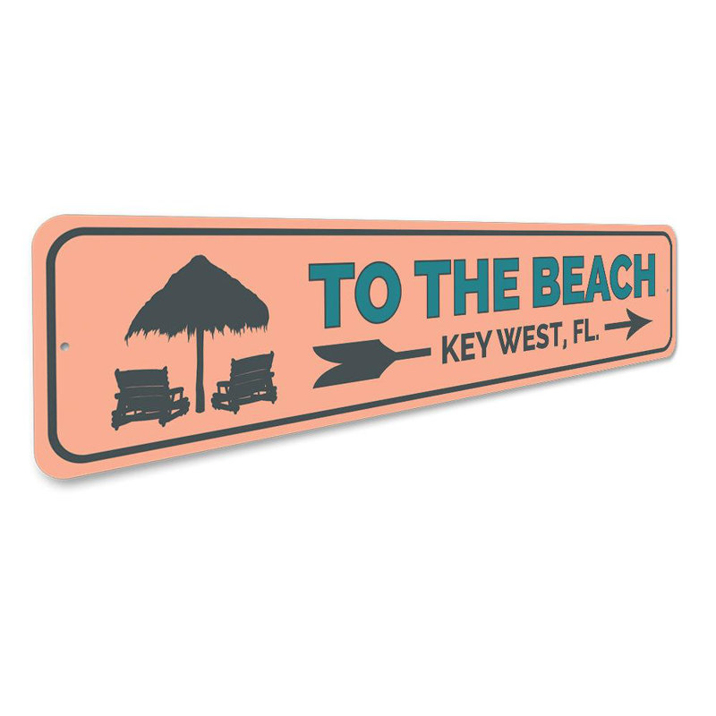 Panneau en aluminium To the Beach Key West, H 4 po x l 18 po x P 0,04 po