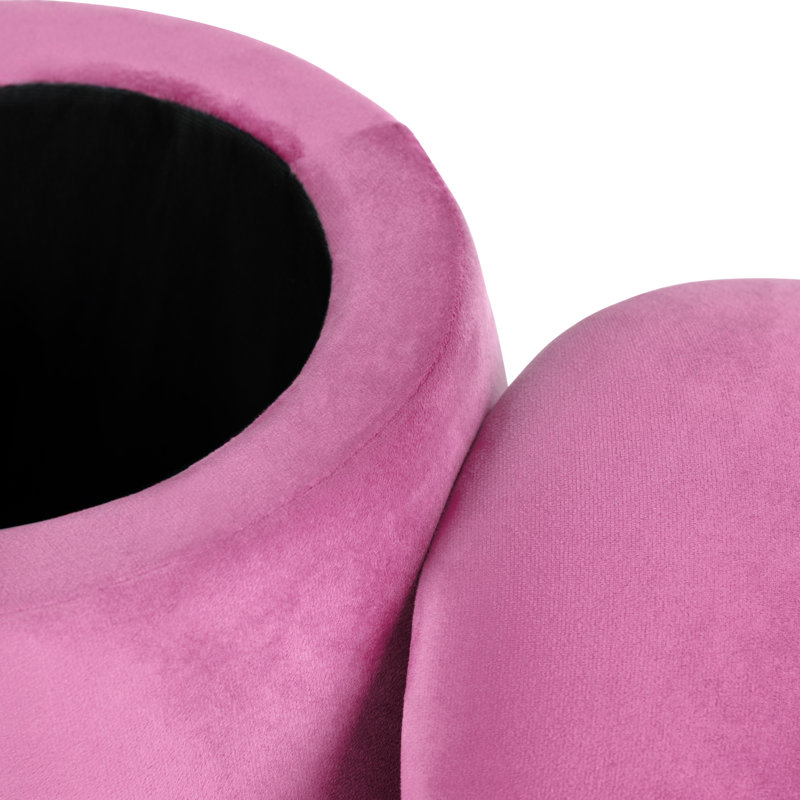 Velvet Mushroom Ottoman W/ Storage, Hot Pink