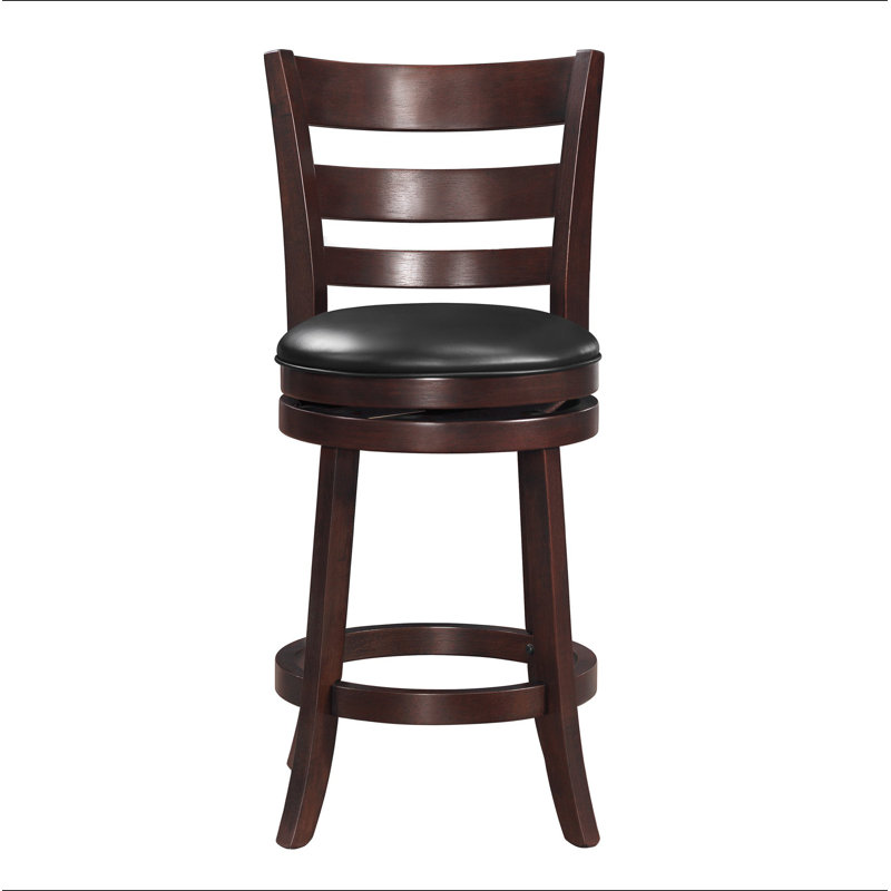 Chaise de salle à manger pivotante à 360 degrés à hauteur de comptoir cerisier foncé avec repose-pieds confortable en bois massif 1pc