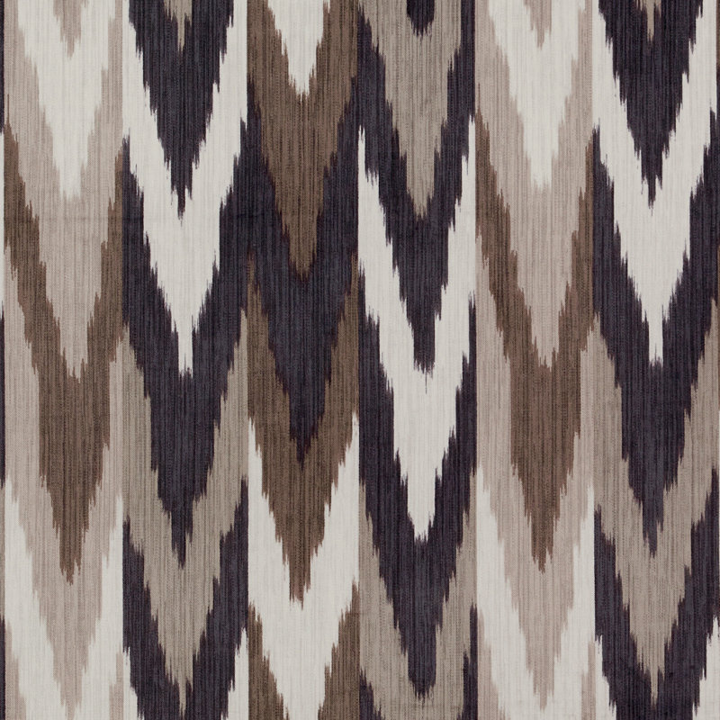 Kashgar Velvet Ikat Fabric, Carbon/Teak