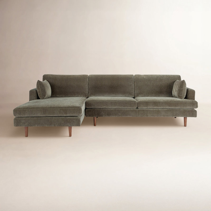 Laguna Upholstered L-Shaped Sectional, Left Hand Facing, Olive Green Performance Chenille