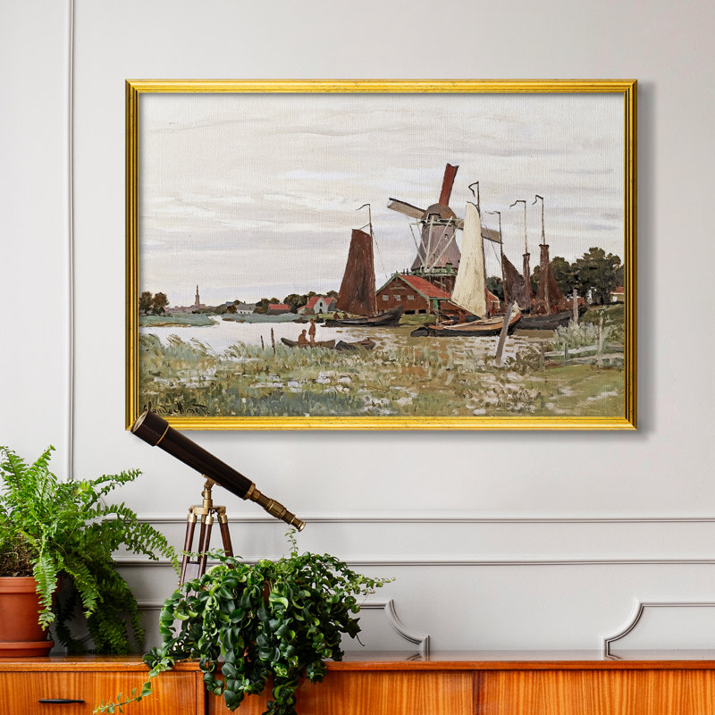 Moulin à vent à Zaandam, 1871 - Claude Monet - Toile encadrée sur mesure, 24x34 INNER SIZE, Framed Canvas
