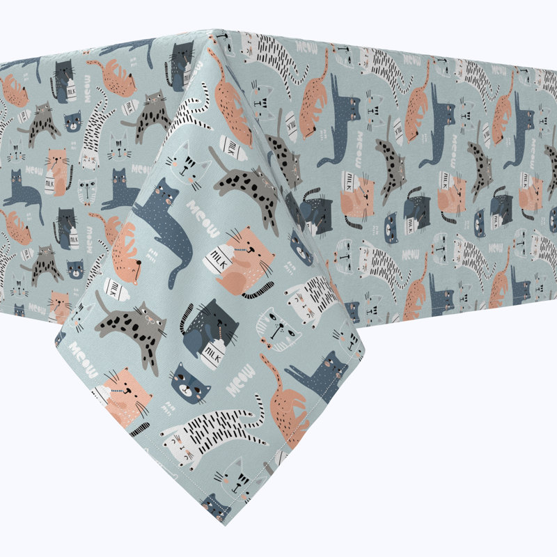 Rectangular Tablecloth, 100% Cotton, 52X104", Cats Background, 84" L x 52" W