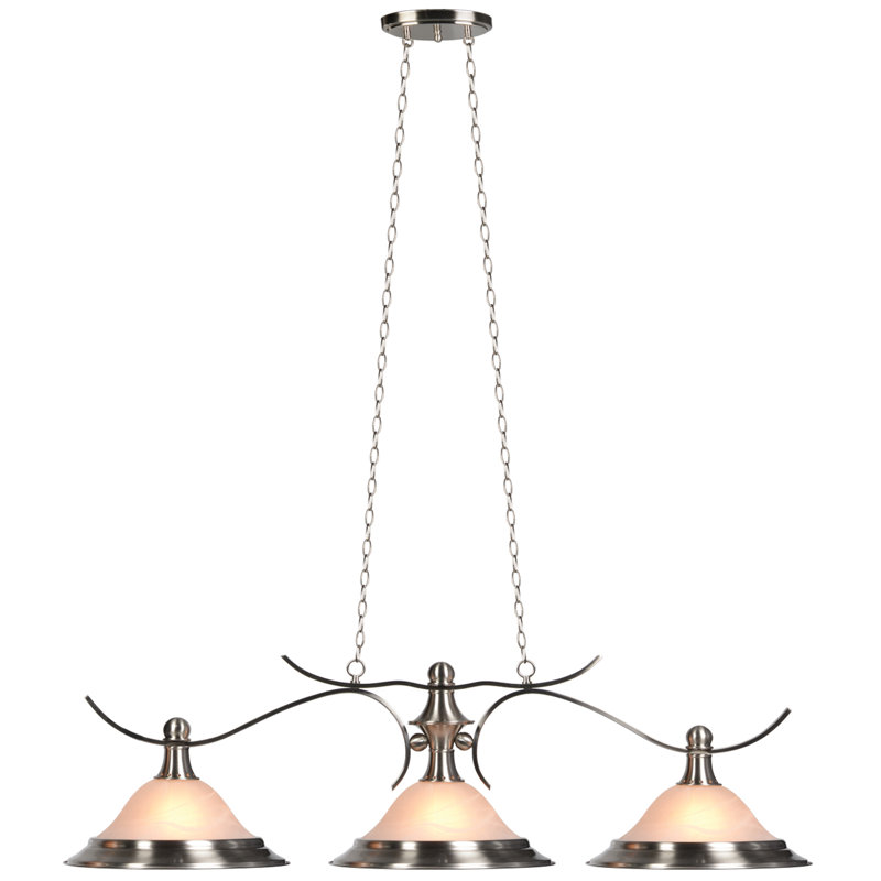 Luminaire suspendu linéaire pour îlot de cuisine 3 lumières Bowdon, Acier inoxydable