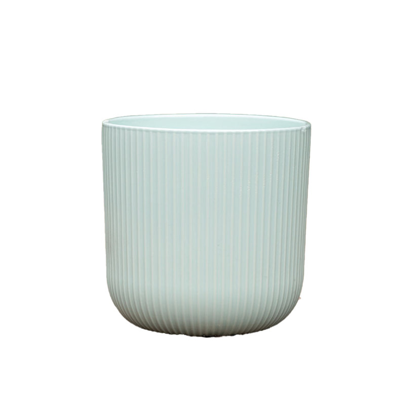 Pot de fleurs cylindrique cannelé (sans soucoupe), pot moyen en céramique émaillée - Ivar Outdoor, Lavande pastel