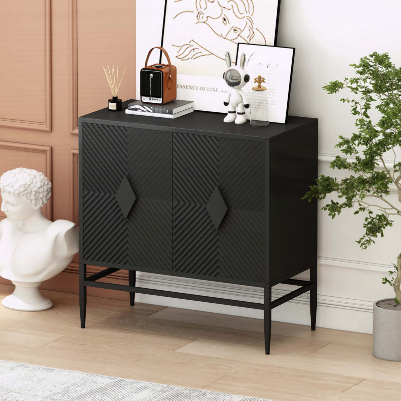 Armoire de rangement moderne 31,5 "à 2 portes en bois avec tablette réglable et pieds en métal - noir