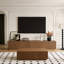 220cm Wide TV Stand in Walnut, Featuring Integrated Cable Management and Ample Shelf Storage Fast Dispatch From UK Warehouse – Dispatched Within 2 Days