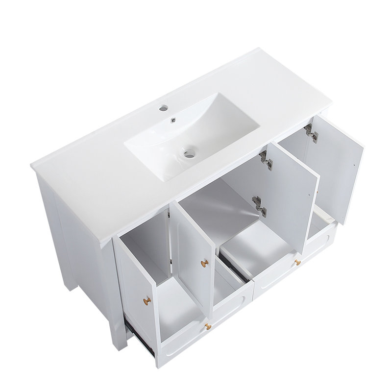 Meuble-lavabo 48 po avec lavabo en céramique, Blanc