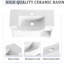 Meuble-lavabo mural moderne de 61 cm (24 po), lavabo en céramique blanche, charnières à fermeture douce, fini lustré, deux espaces de rangement ouverts. Meuble-lavabo blanc, porte fermée, emballage démontable.