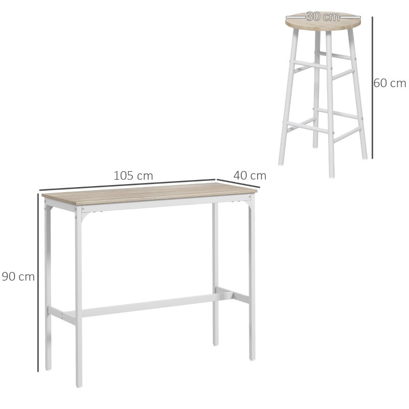 2 -Person Dining Set, Oak + White
