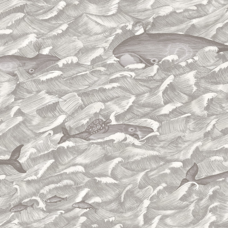 Whimsical Animal Print Wallpaper Roll, Soft Black/White