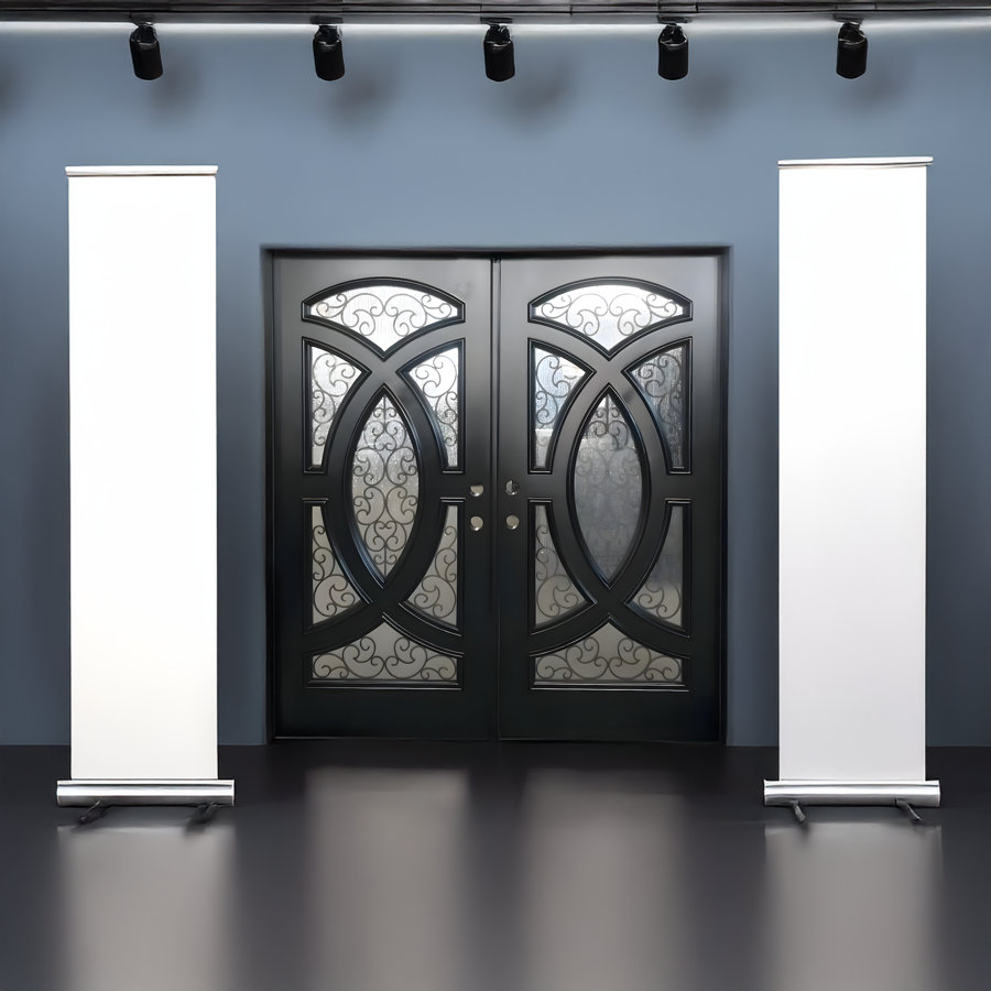 Elegant Exterior Composite Door Ar06w Triple Iron Glass. (dark Walnut, Lh W72 H80)