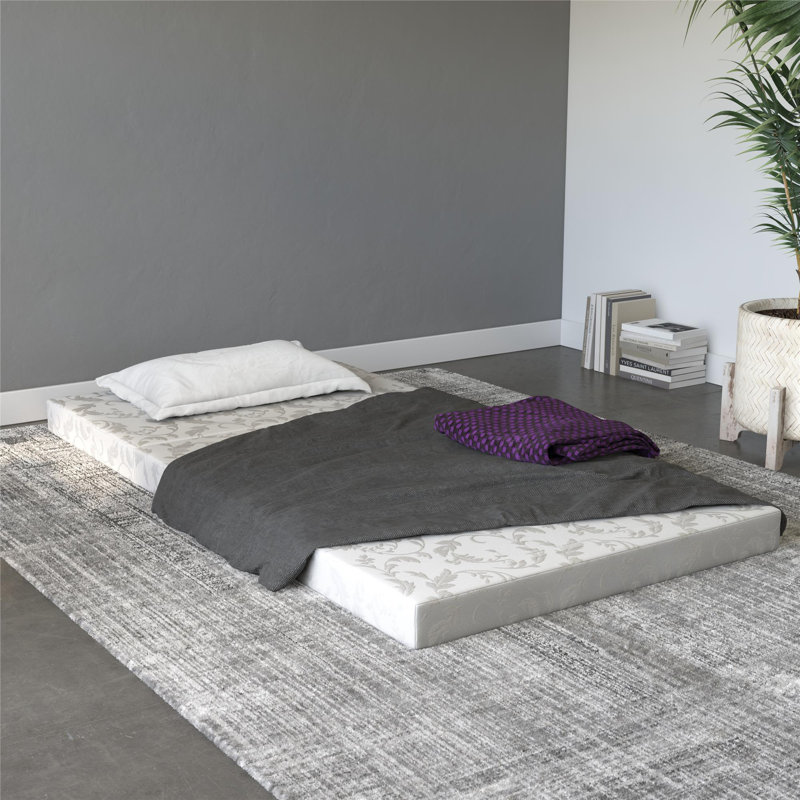 Twin White Floral 4-Inch Tri-Fold Innerspring Mattress