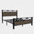 Full Size Bed Frame, Brown, Industrial Design, Vintage Flair, , Metal Construction, Headboard, , Mattress Protection, Fast Assembly For Bedroom Use Industrial, Multiple Support Structures, Style,