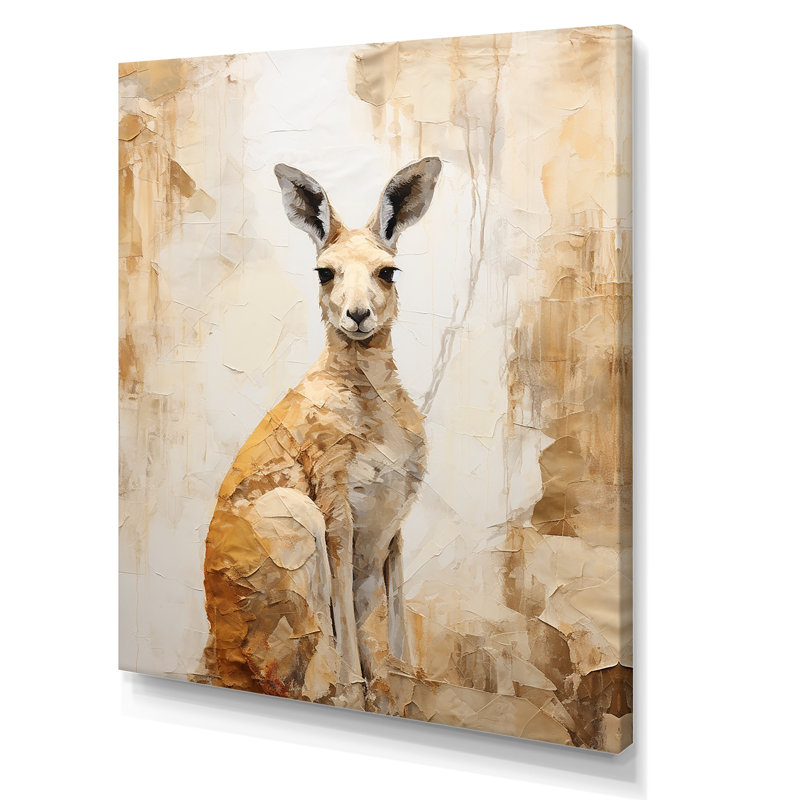 Minimal charmant kangourou sur toile, H 32 po x l 16 po x P 1 po, Toile tendue