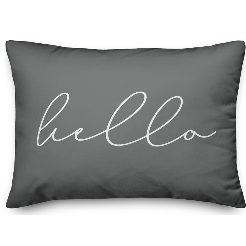 Textual Outdoor Throw Pillow, Dark Gray/White