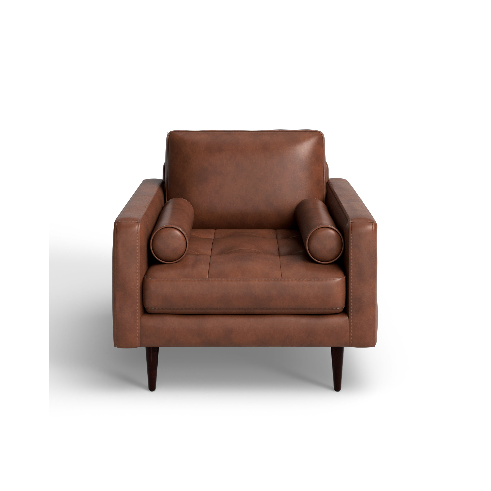 Arlo Genuine Leather Armchair, Vintage Brown Top Grain Genuine Leather
