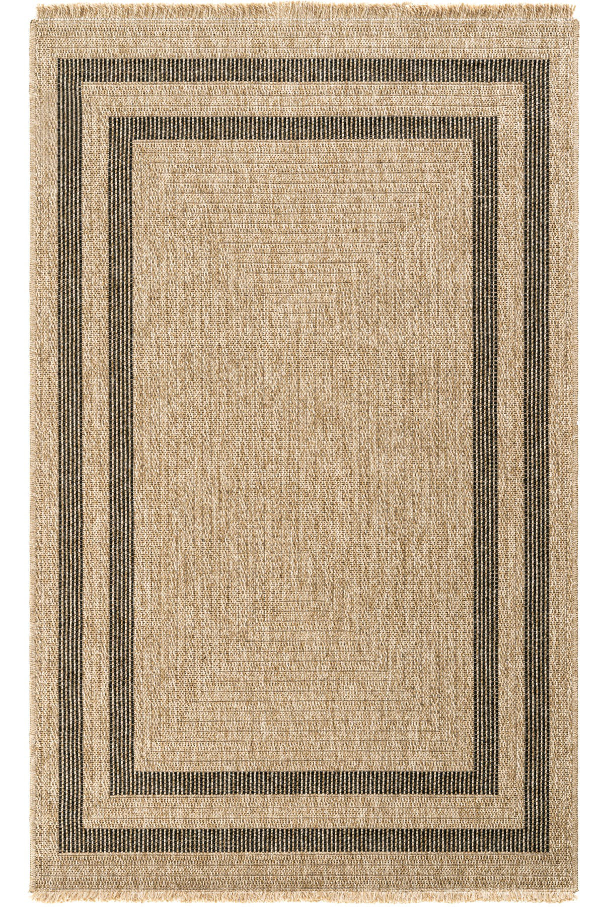Gracie Oaks Mocha Black Jute Wicker-Look Fringed Rug | Wayfair
