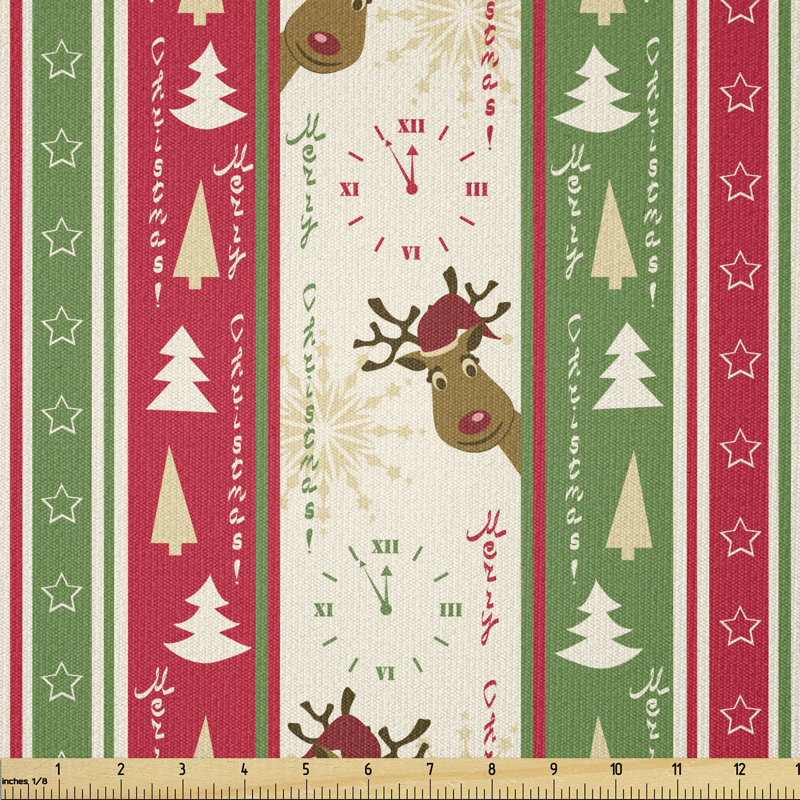 Corinda Merry Christmas Deer Pines Stars Multi-Purpose Fabric