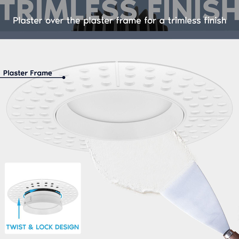 Luxrite 4 Inch Trimless LED Recessed Light, 5CCT 2700K-5000K, 1200LM, Wet & IC Rated, ETL 4-Pack