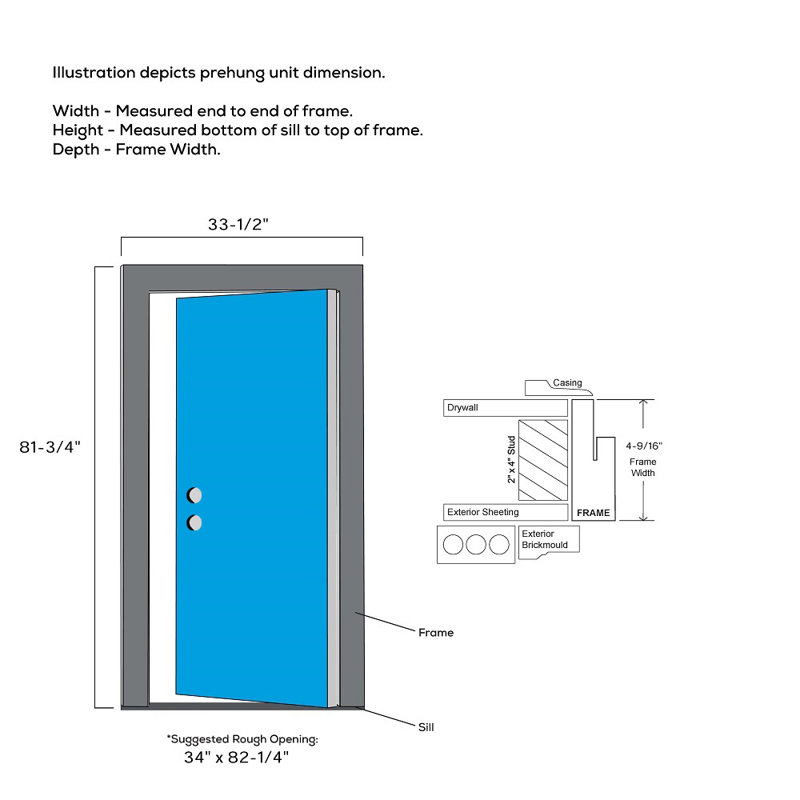 Porte d'entrée Prairie Prairie, H 81,75 po x l 32 po x P 4,56 po, S'ouvre à gauche vers l'intérieur, Blanc brillant