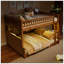 Lit double superposé au-dessus de grand lit double avec tablettes intégrées, lumières à changement de couleur et panneau perforé, brun-130092387