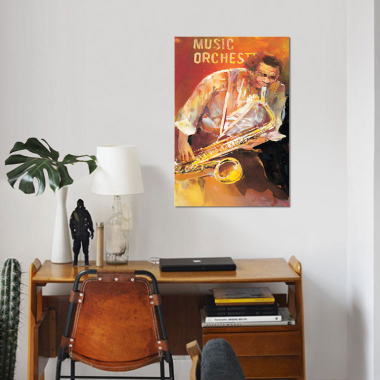 « jazz ii », impression sur toile, H 26 po x l 18 po x P 1,5 po, Toile tendue, Pas de tapis