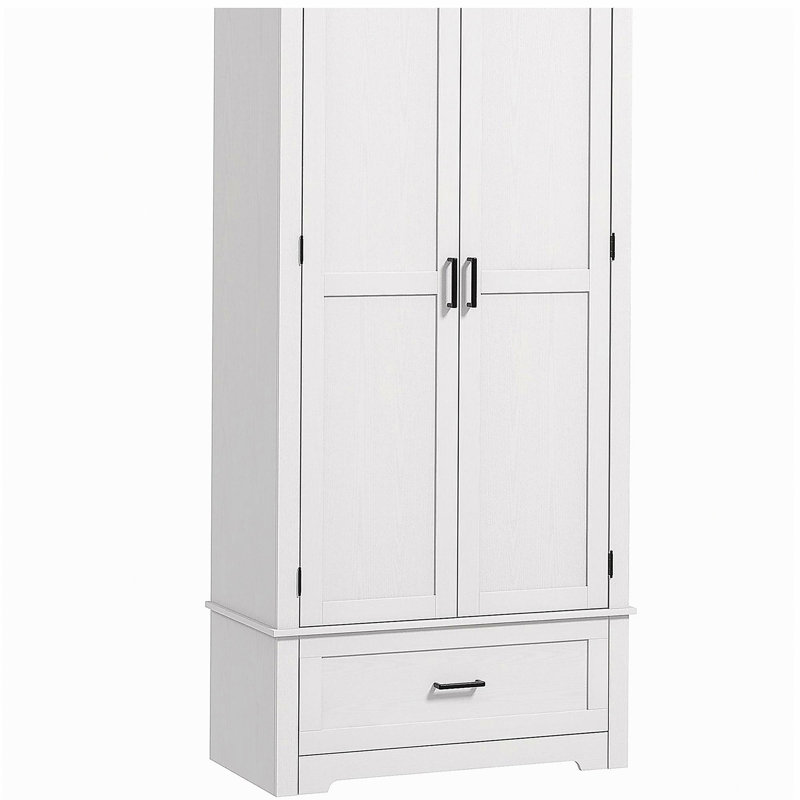 Armoire de rangement HOMcom de 69 po de hauteur, avec 2 portes, un tiroir et des tablettes réglables, armoire de rangement autoportante de style maison de campagne, blanc